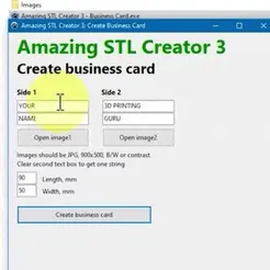 samen STL Creator 3 Create business card Side 1 a= Side 2 Create business card App to create switchable business cards