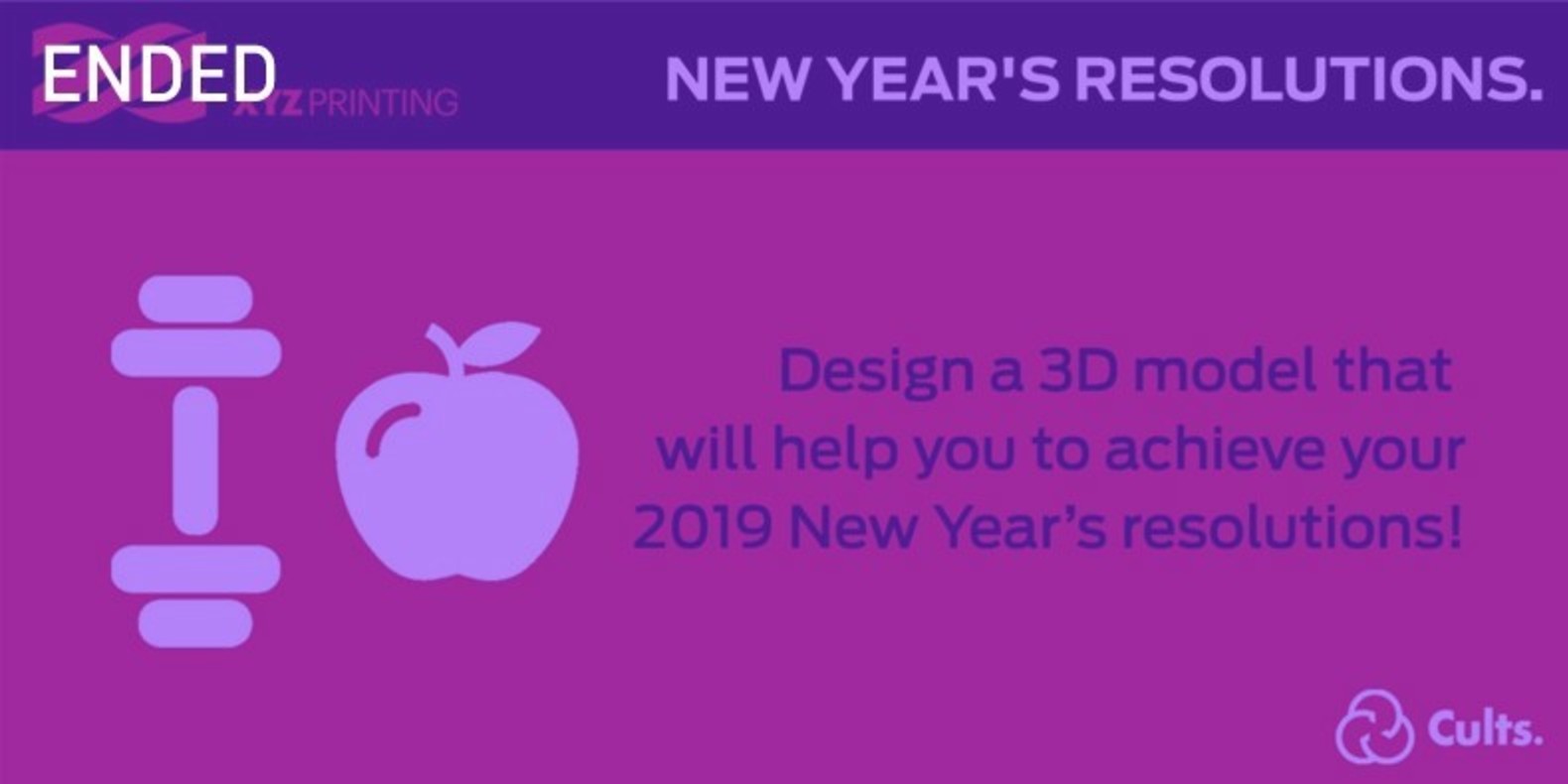 The challenge of design and 3D printing about New Year's Resolutions.