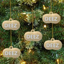 deez-nuts-christmas-ornament-with-hook.jpg Deez Nuts Funny Christmas Ornament 3D Model With Hook Hang