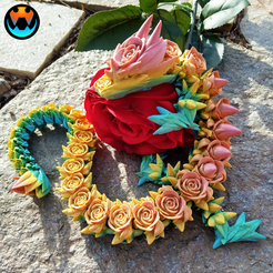 4.png Rose Dragon, Valentine's Day, Articulating Flexi Wiggle Pet, Print in Place, Fantasy