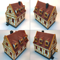 4Painted.png medieval frame house - decoration - tabletop/wargaming terrain